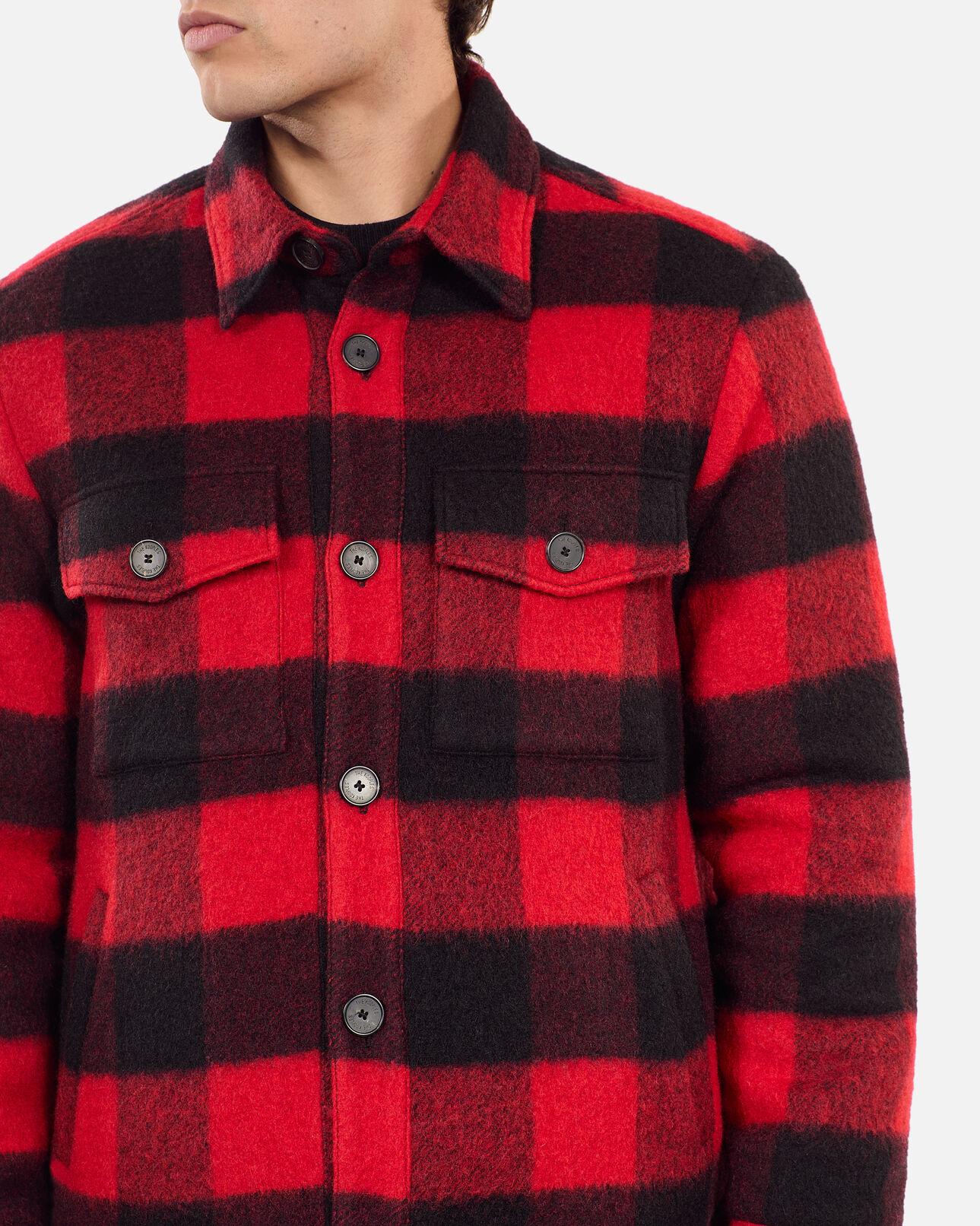 The Kooples MEN RED / BLACK overshirt-style checked jacket