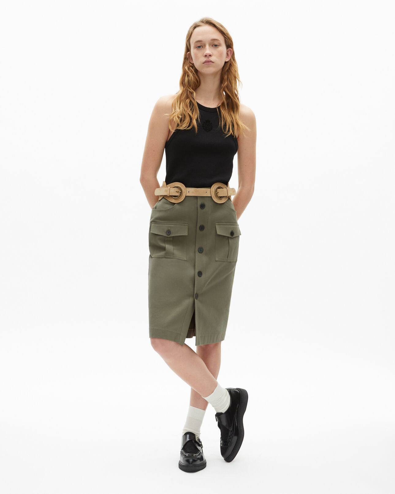 The Kooples FEMME CAMEL / BROWN ceinture corset en cuir camel
