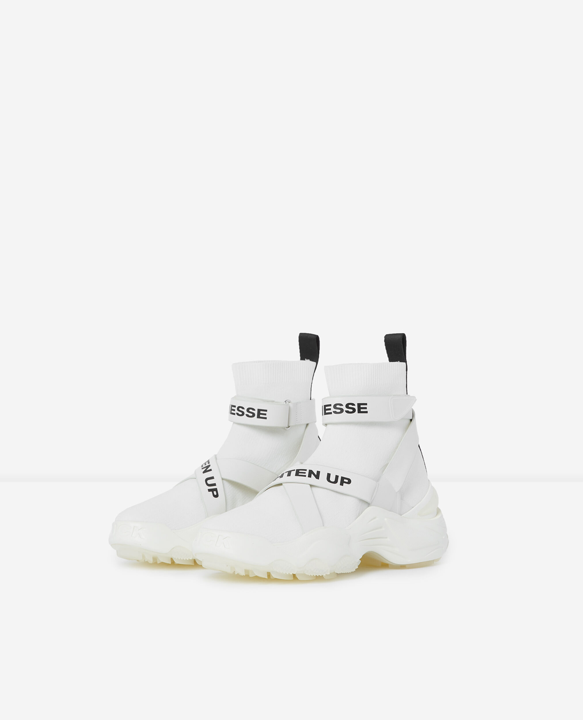 Zapatillas de deporte altas blancas con inscripción Slick, WHITE, hi-res image number null