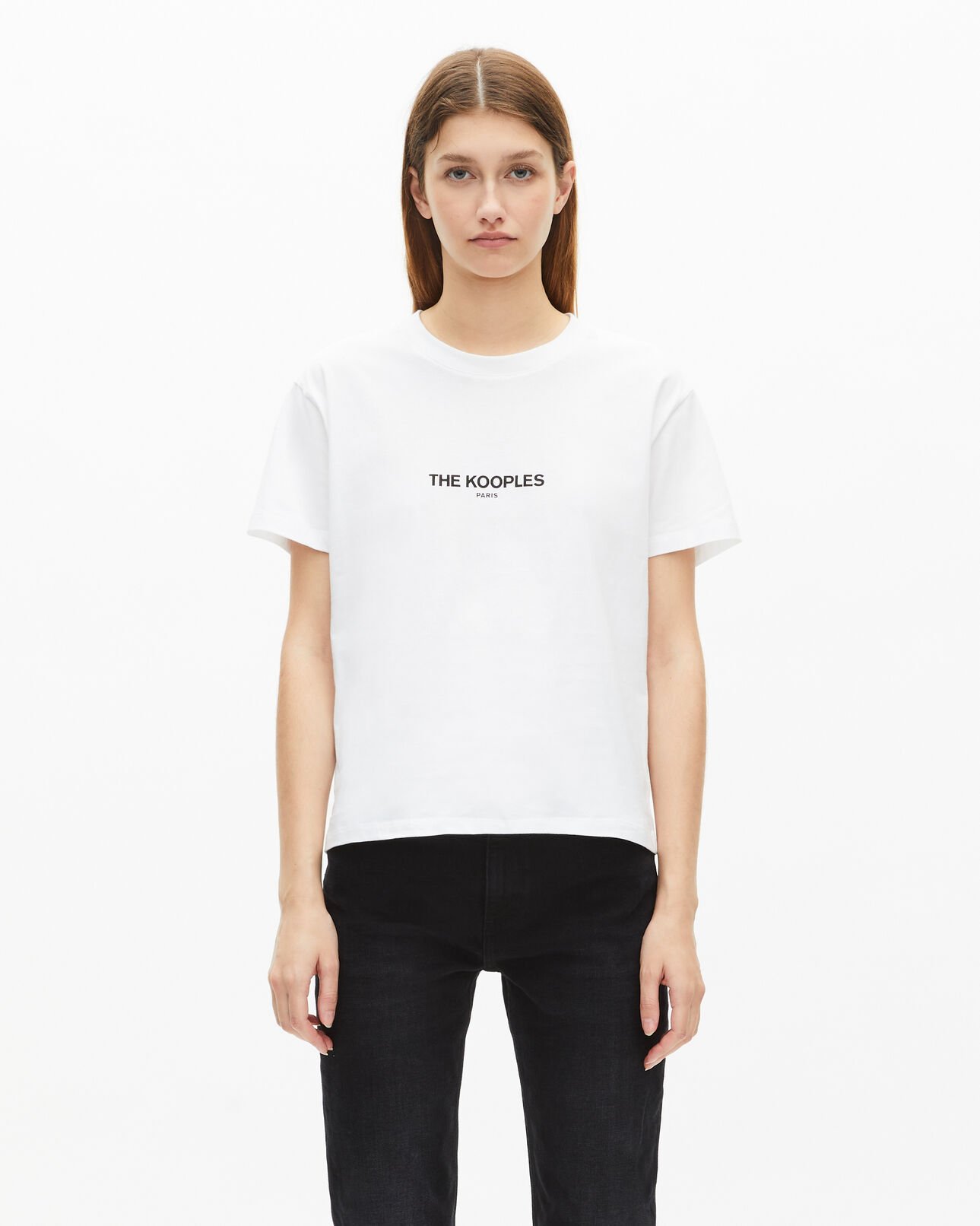 The Kooples DAMEN WHITE weißes t-shirt mit logo für damen
