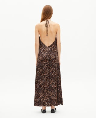 The Kooples DAMEN LEOPARD langes, ärmelloses kleid mit leopardenmuster