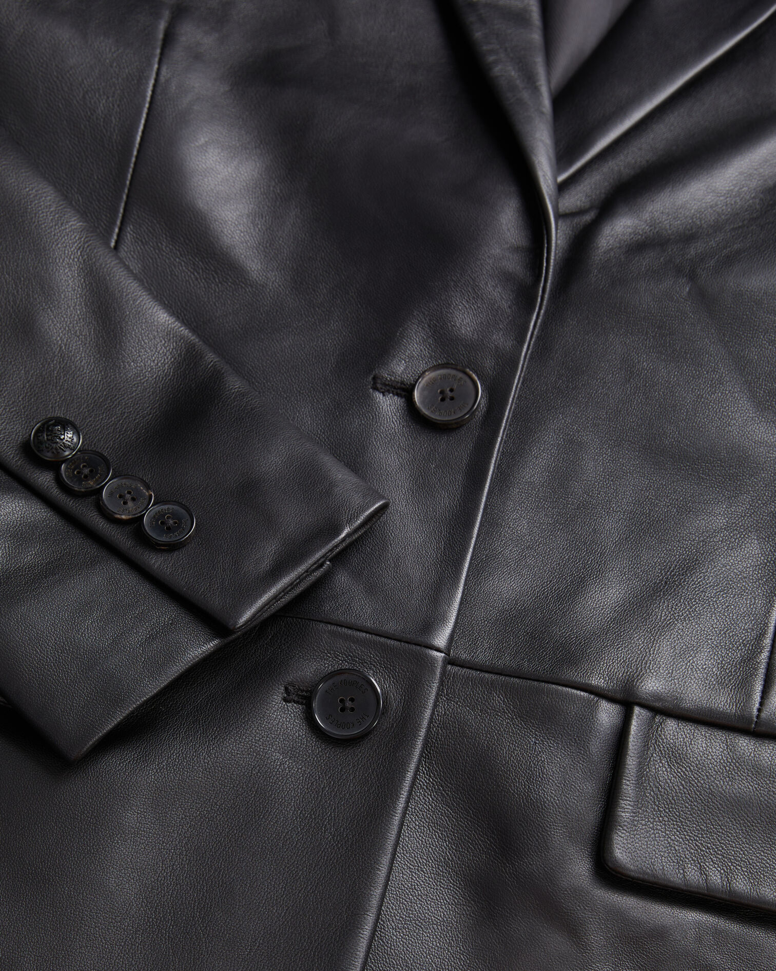 Black leather suit jacket, BLACK, hi-res image number null