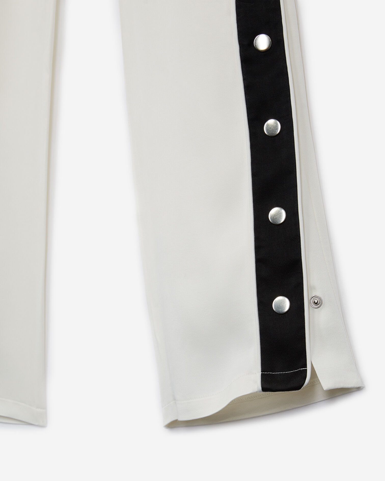 Pantalon fluide blanc viscose bande contrastée, ECRU BLACK, hi-res image number null