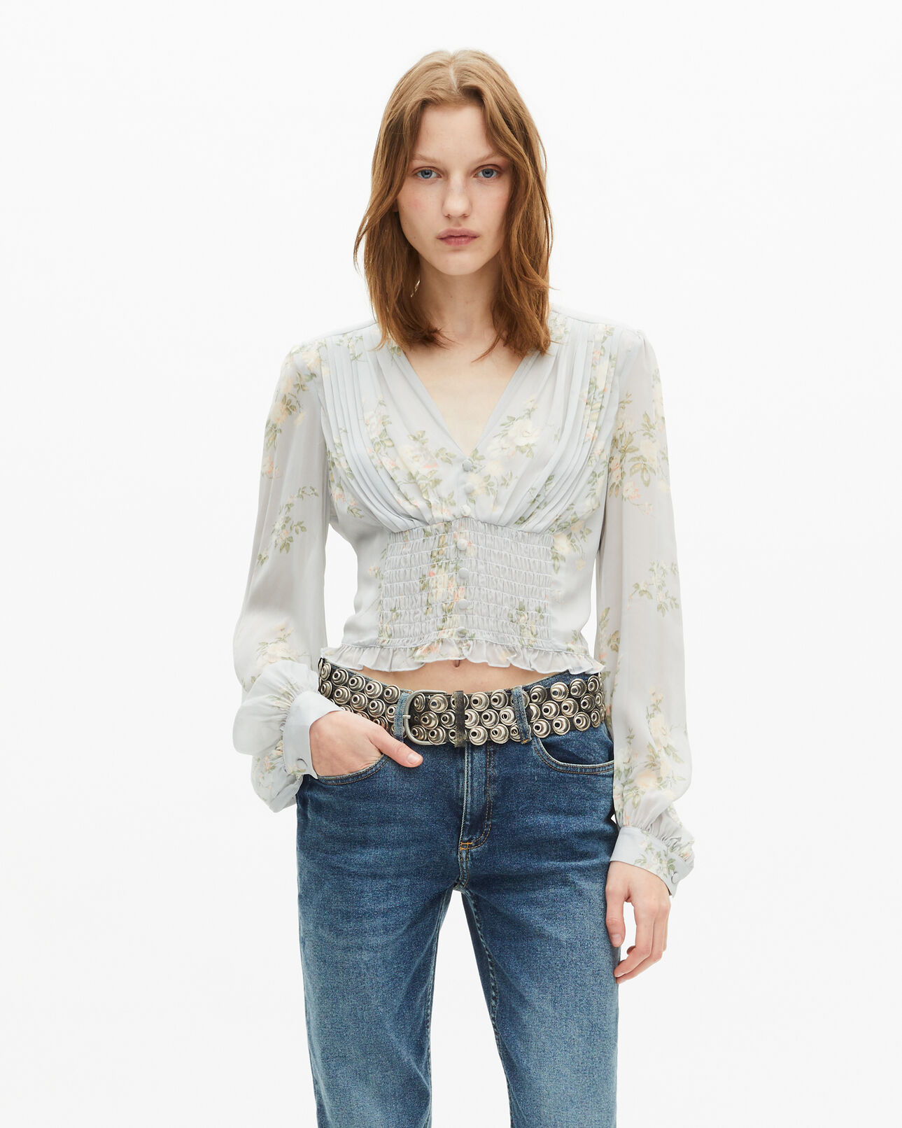 The Kooples WOMEN BLUE blue floral print top