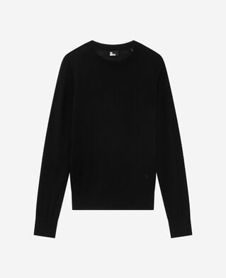 The Kooples DAMEN BLACK pullover mit rundhalsausschnitt aus merinowolle schwarz