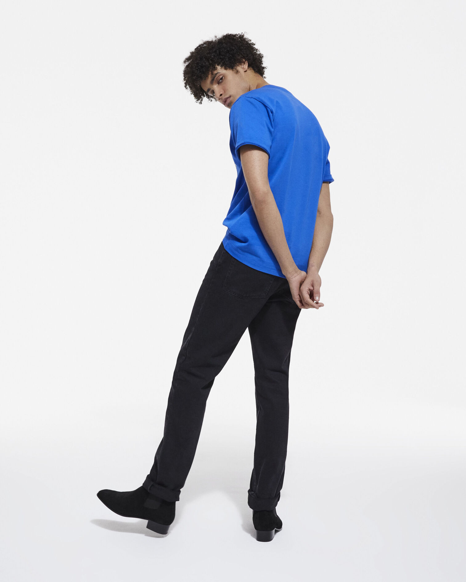 Blue screen print T-shirt, INK BLUE, hi-res image number null
