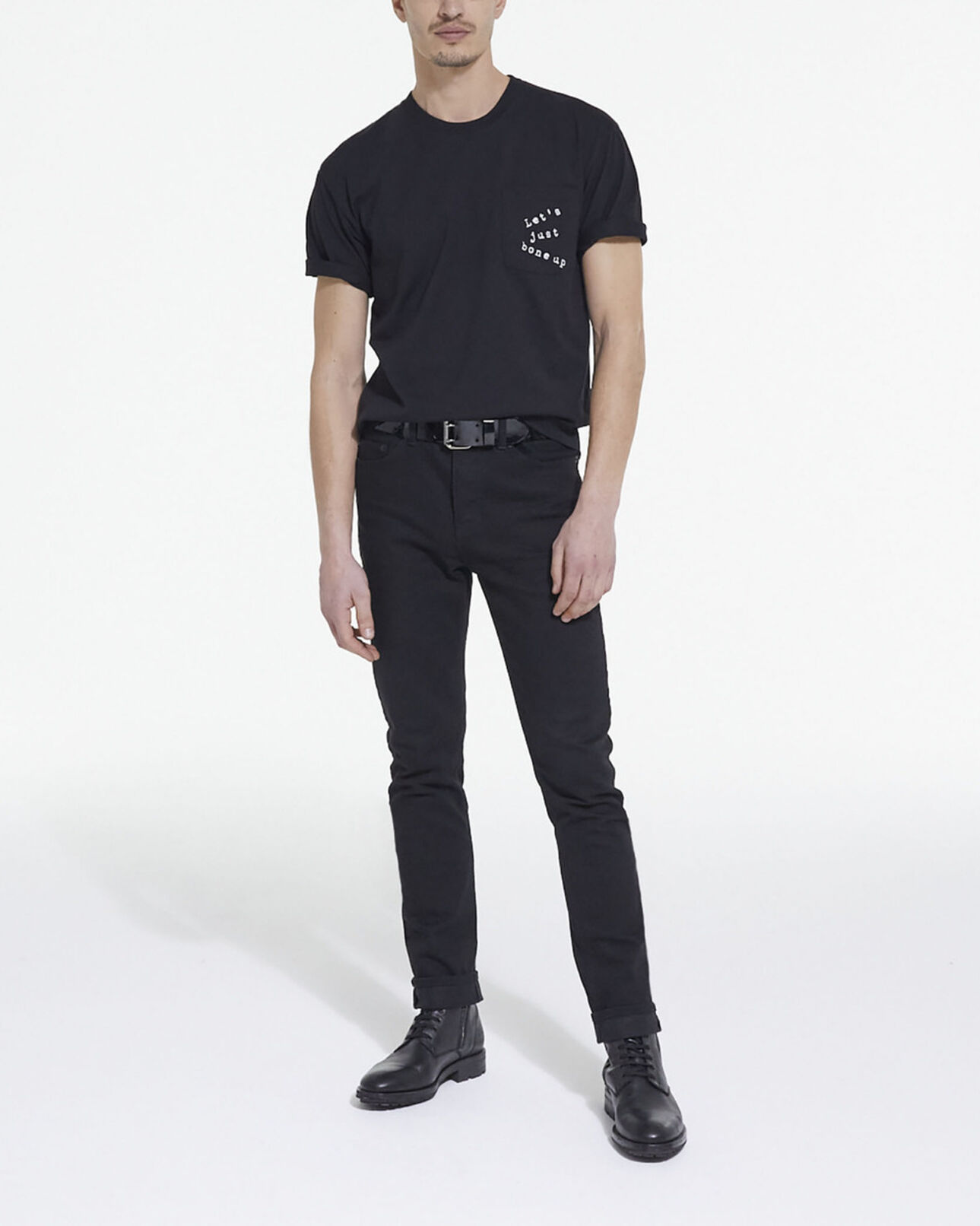 The Kooples MEN BLACK black screen print t-shirt