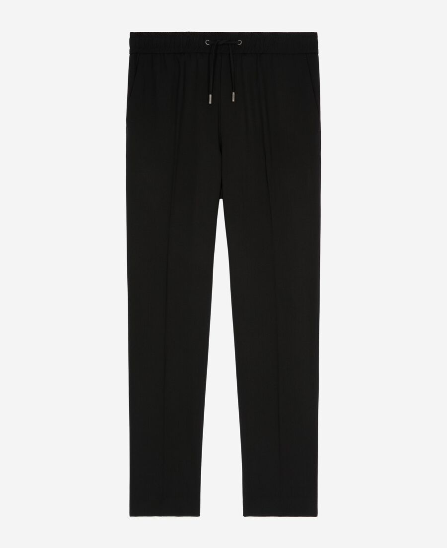The Kooples HOMME BLACK pantalon &eacute;lastiqu&eacute; droit en laine noir