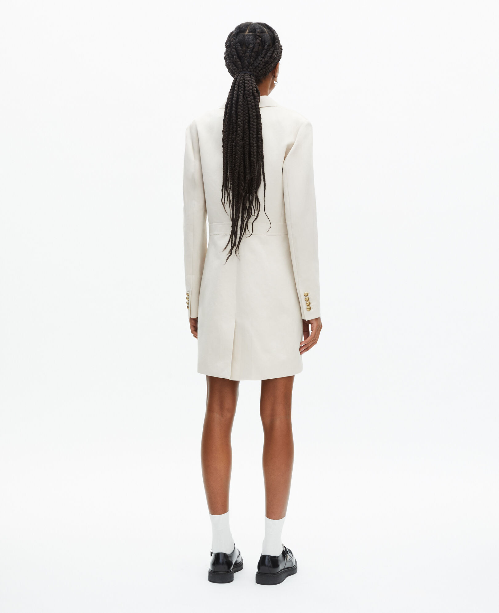 The Kooples WOMEN BEIGE short ecru cotton and linen dress