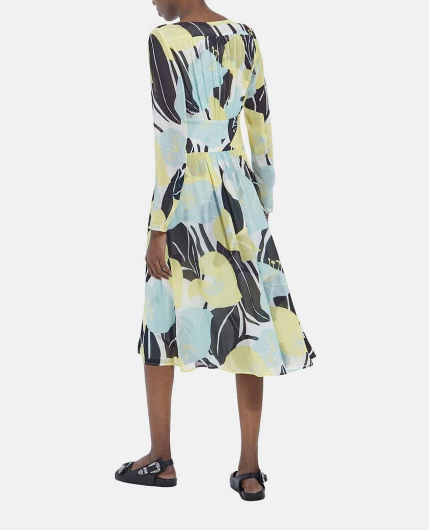 The Kooples WOMEN GREEN long light printed dress with floral motif