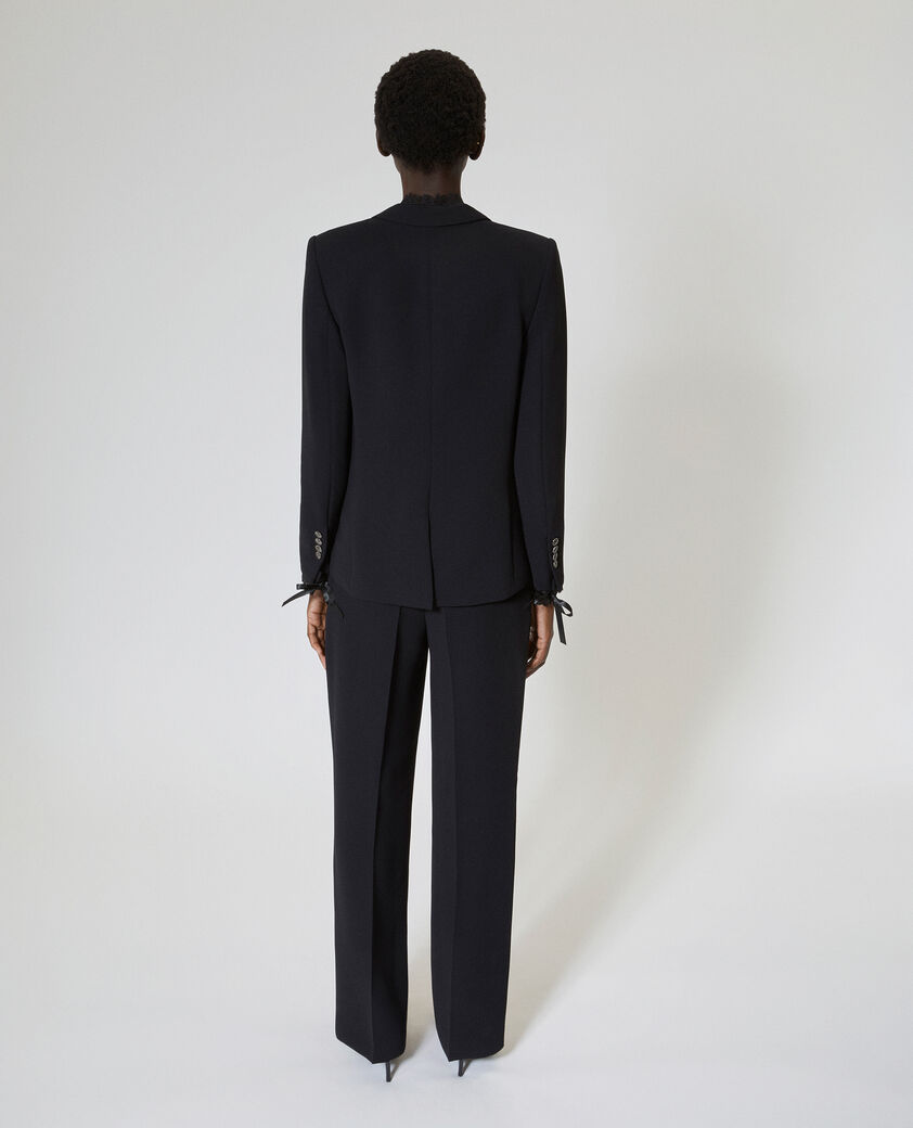 The Kooples MUJER BLACK traje de chaqueta con banda de encaje negro