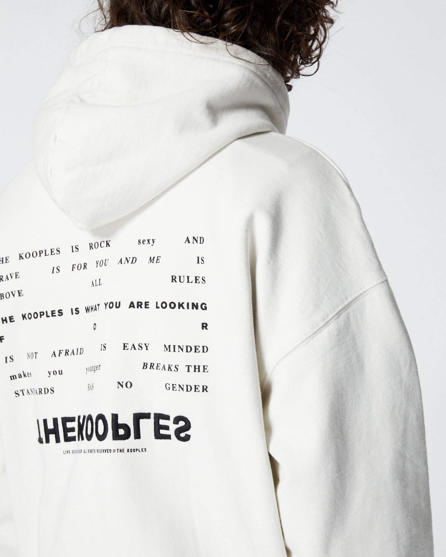 Sweat à capuche écru brodé The Kooples, OFF WHITE, hi-res image number null
