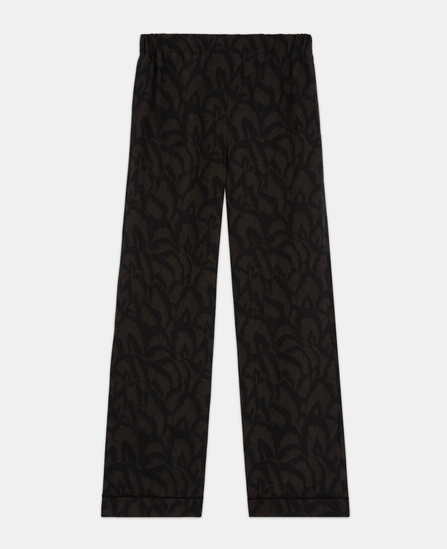 The Kooples F KAKI BLACK printed silk pants