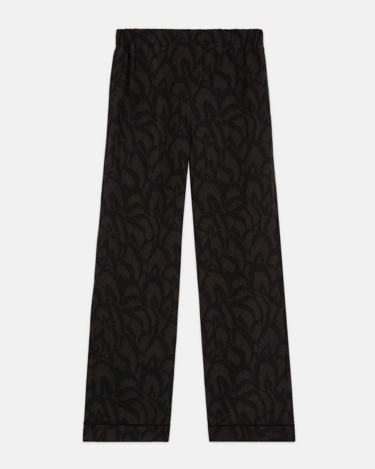 The Kooples WOMEN KAKI BLACK printed silk pants