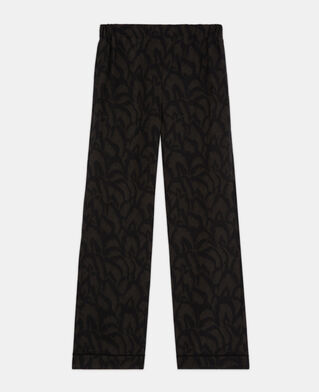 The Kooples F KAKI BLACK printed silk pants