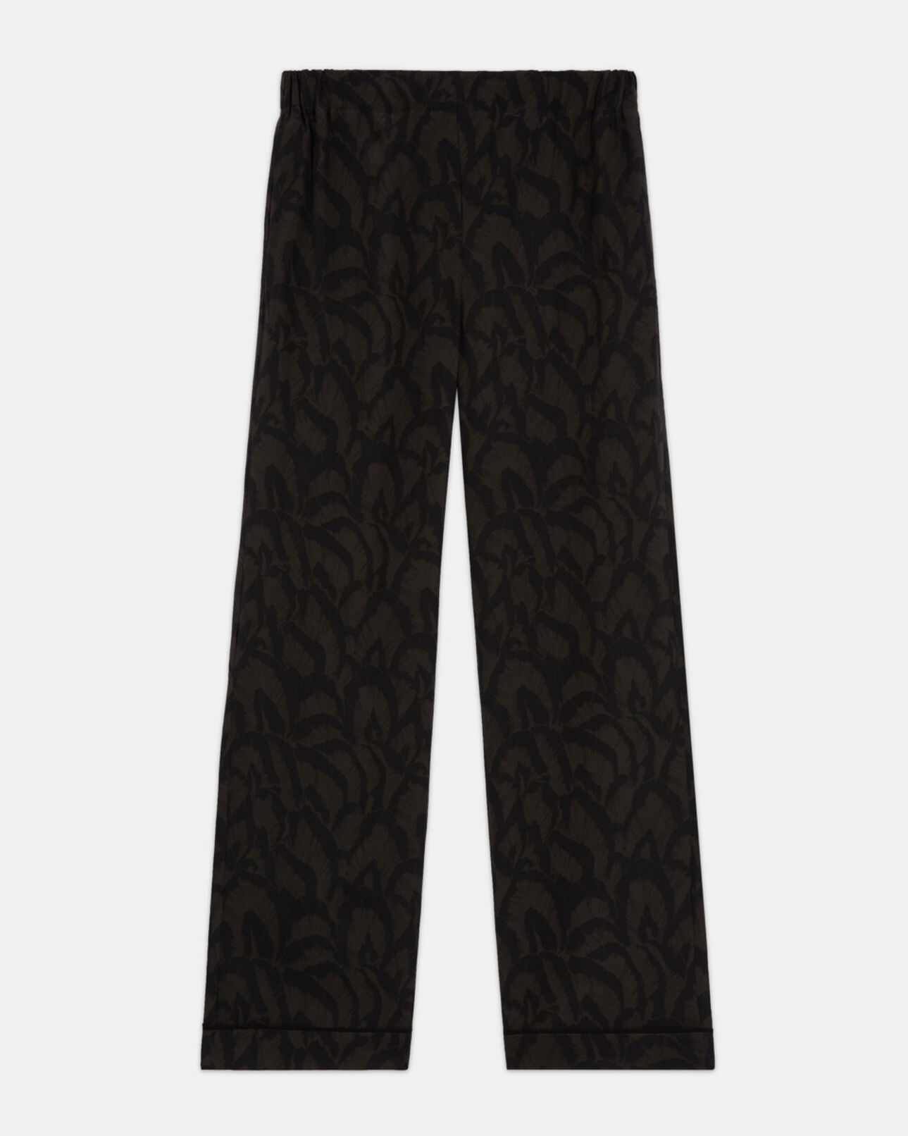 The Kooples WOMEN KAKI BLACK printed silk pants