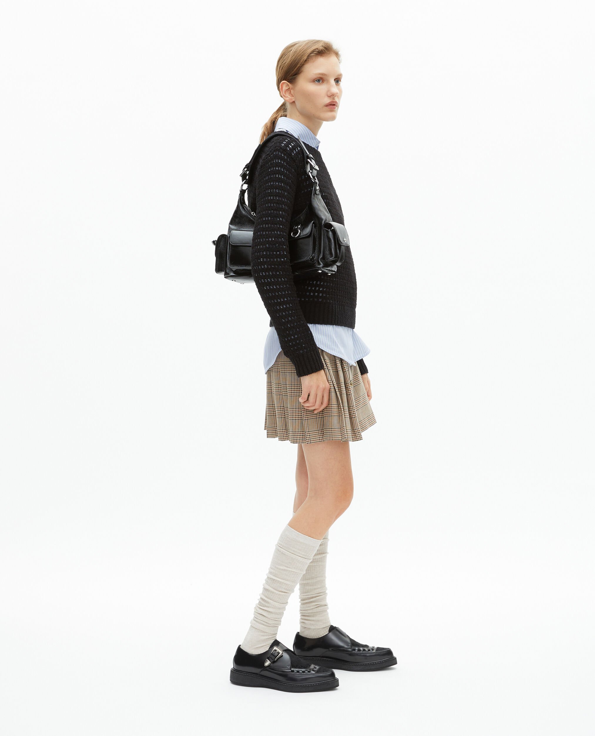 Black leather and foal-effect Derbies, BLACK, hi-res image number null