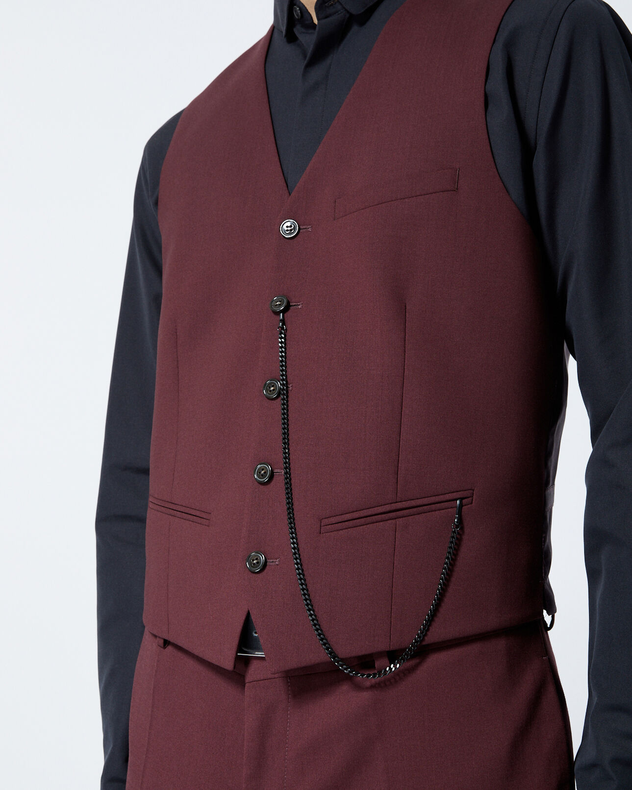 The Kooples HOMME BURGUNDY gilet laine bordeaux boutonné