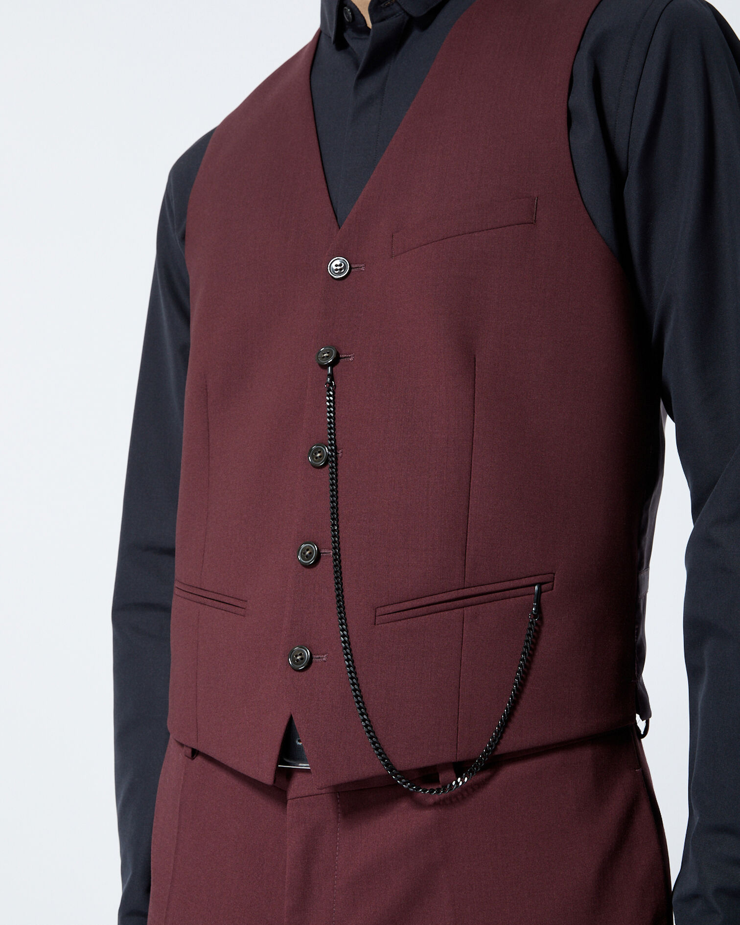 Gilet laine bordeaux boutonné, BURGUNDY, hi-res image number null