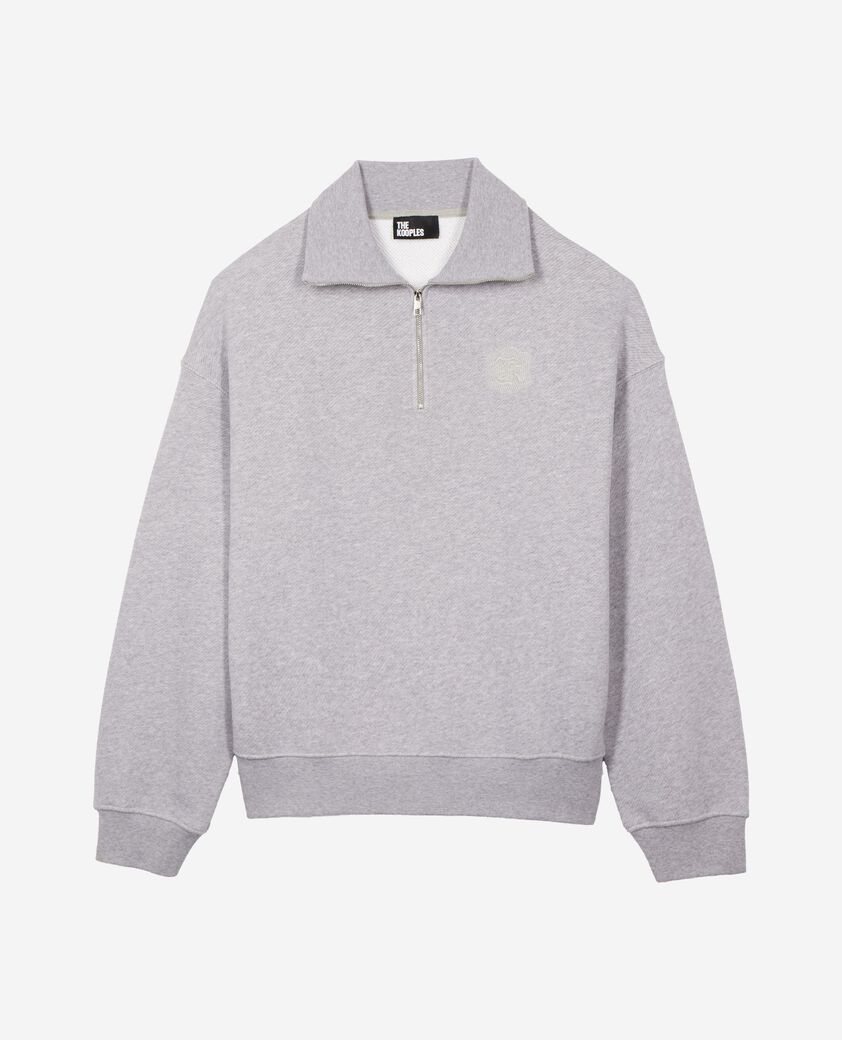 The Kooples HOMBRE GREY MELANGE sudadera gris con cuello de camionero
