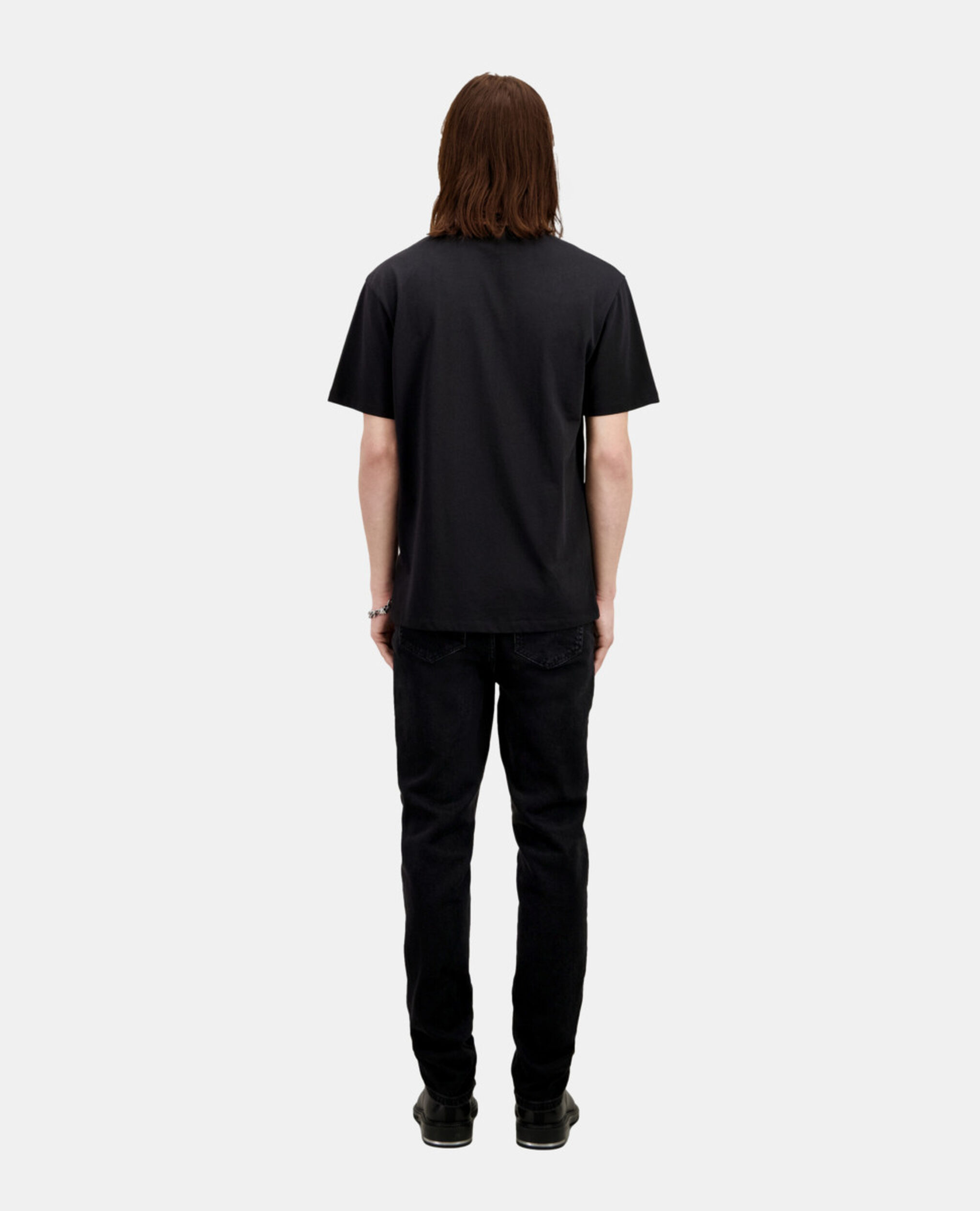 Men's black t-shirt with logo, BLACK, hi-res image number null