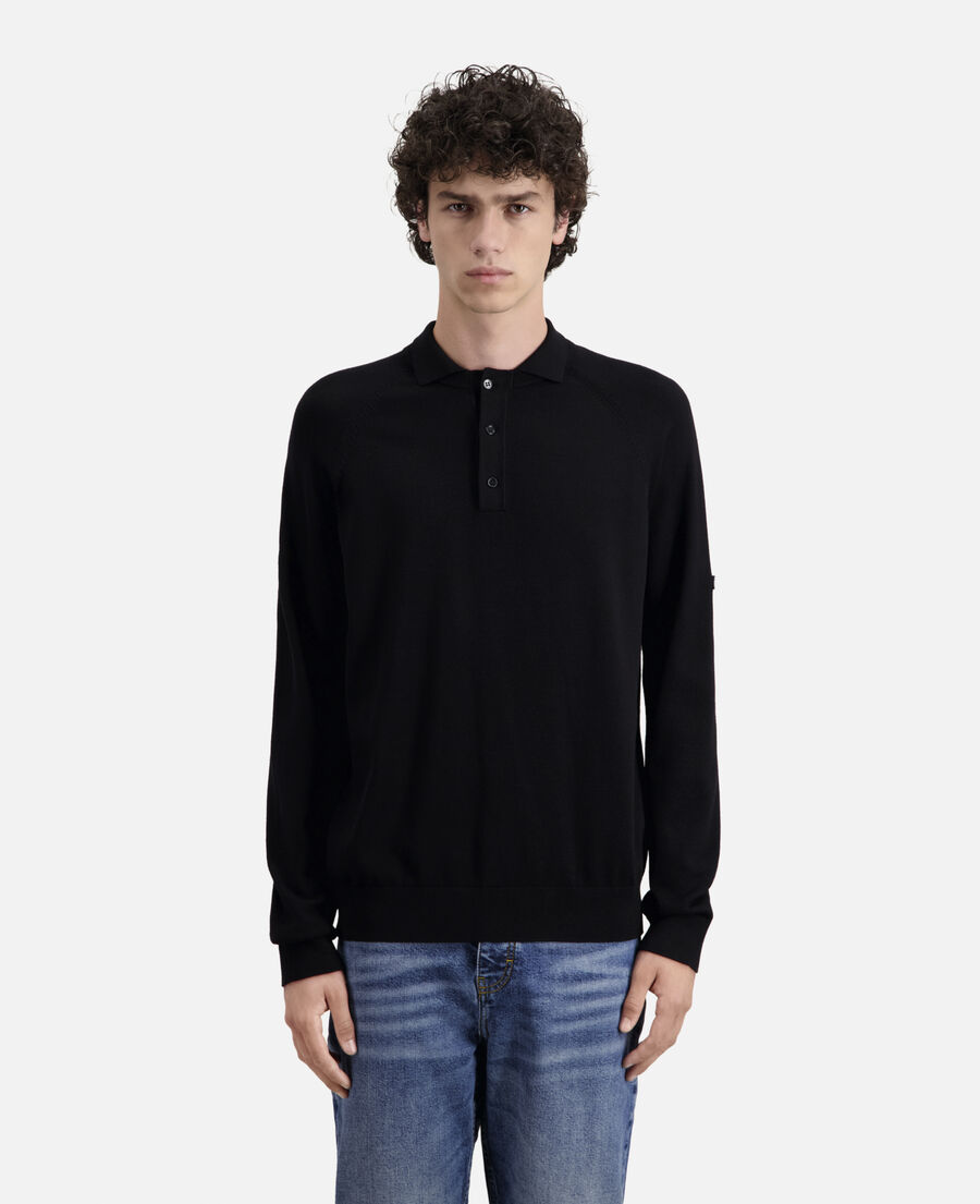 Black knit polo t-shirt | The Kooples - US