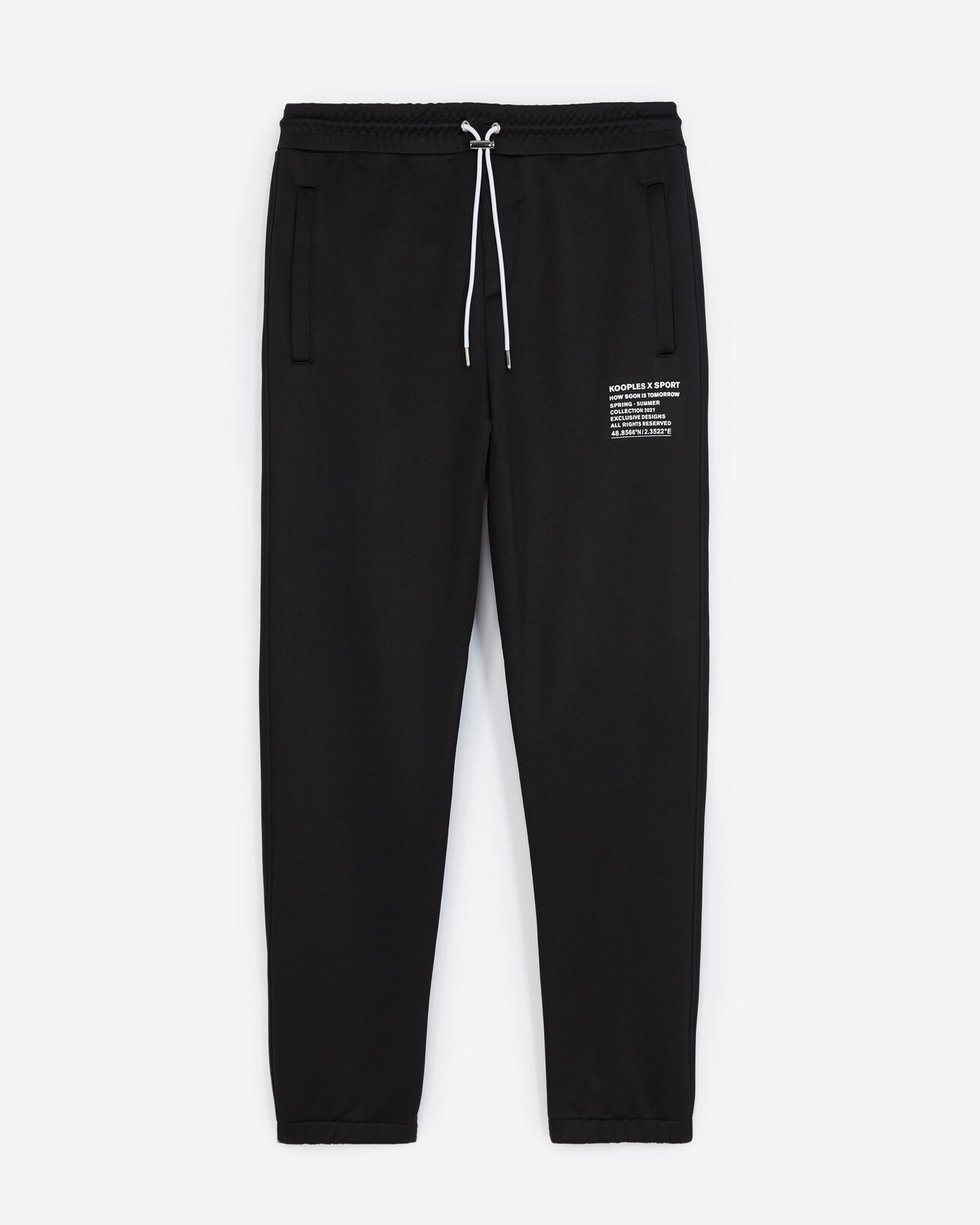 The Kooples HOMME BLACK jogging noir tissu technique à logo