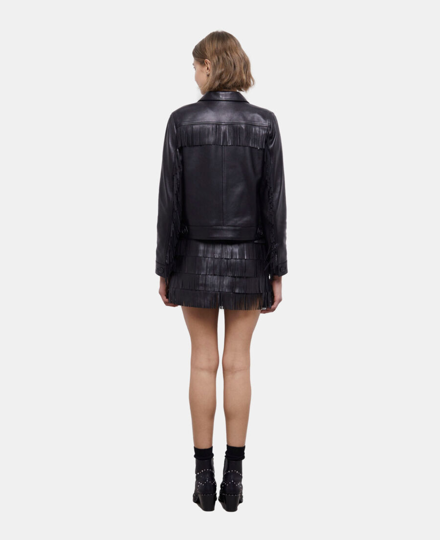 blouson en cuir noir