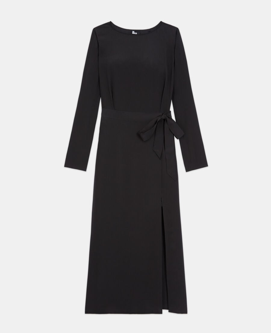The Kooples FEMME BLACK robe longue en soie noire