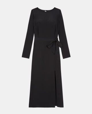 The Kooples FEMME BLACK robe longue en soie noire