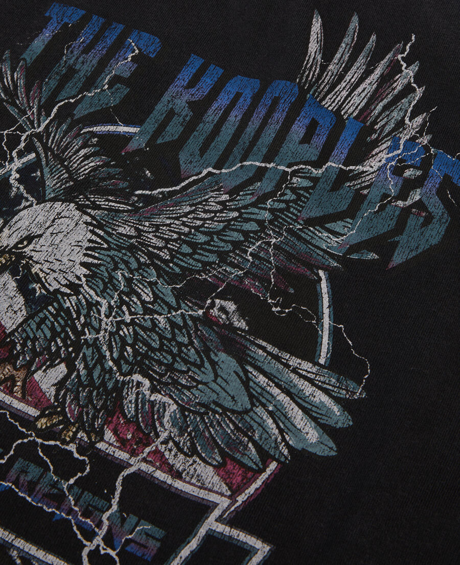 t-shirt noir avec sérigraphie chaos eagle