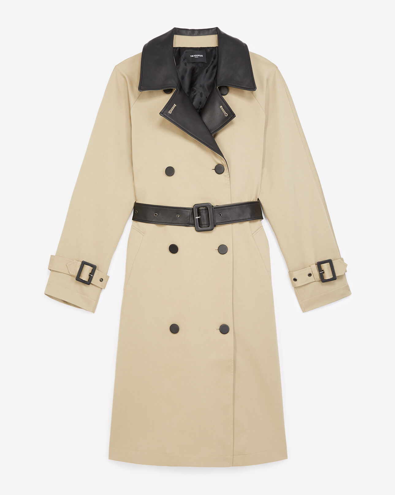 The Kooples DAMEN BEIGE halblanger beiger trenchcoat aus baumwolle