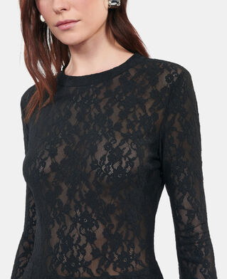The Kooples FEMME BLACK robe patineuse courte en dentelle noire