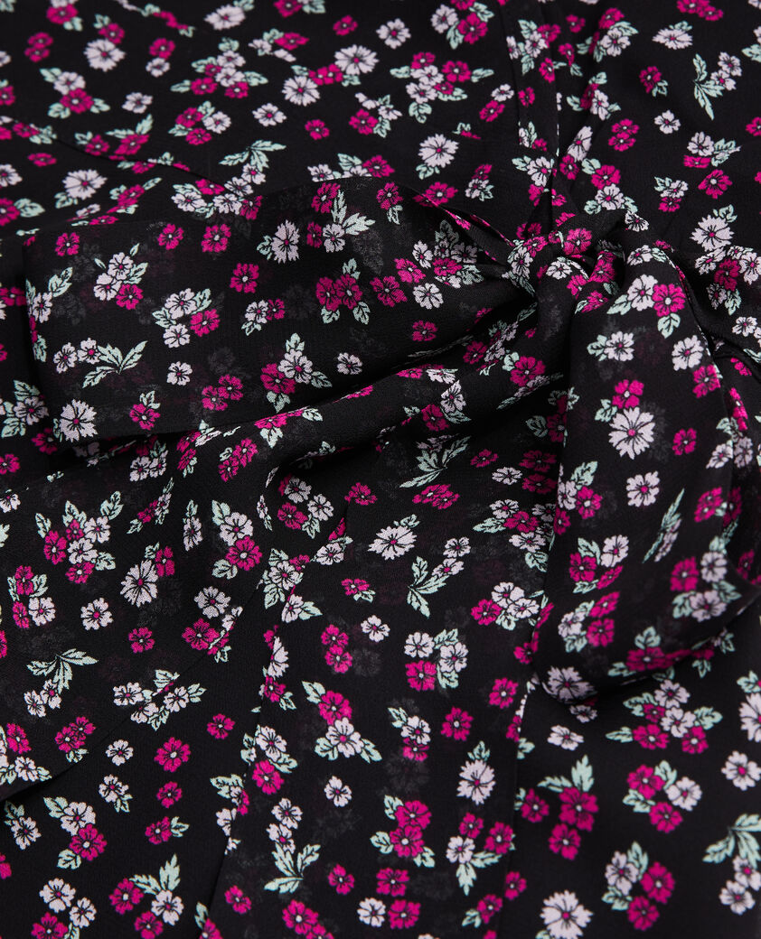 The Kooples FEMME BLACK / PINK robe portefeuille longue imprimée