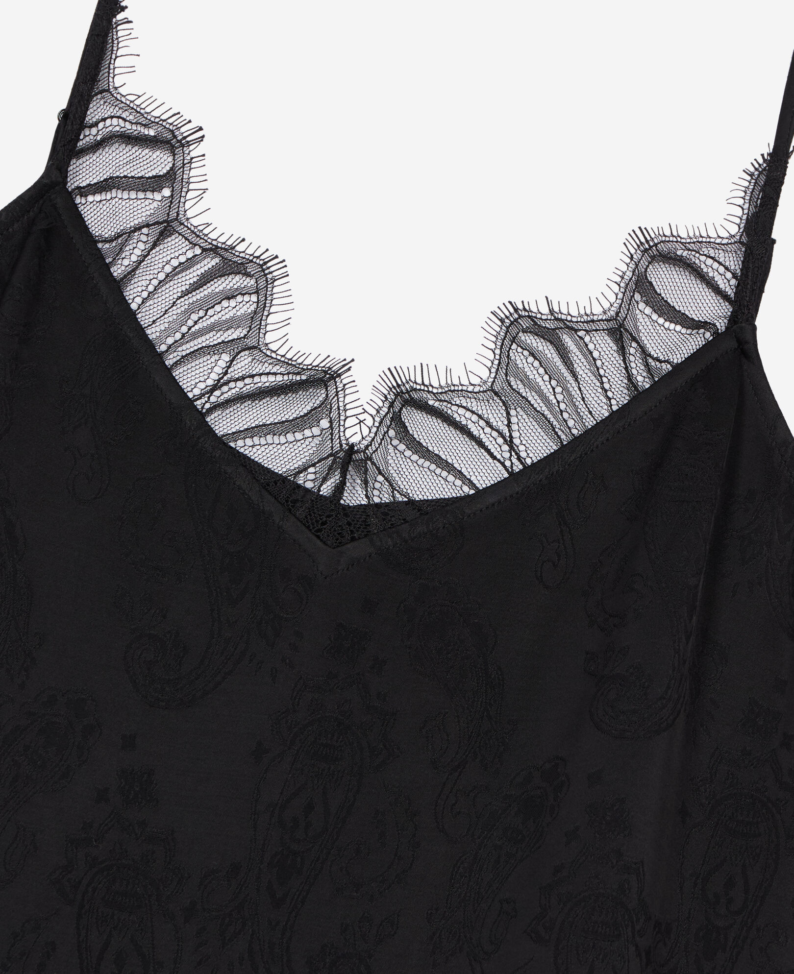 The Kooples WOMEN BLACK long black floral jacquard slip dress