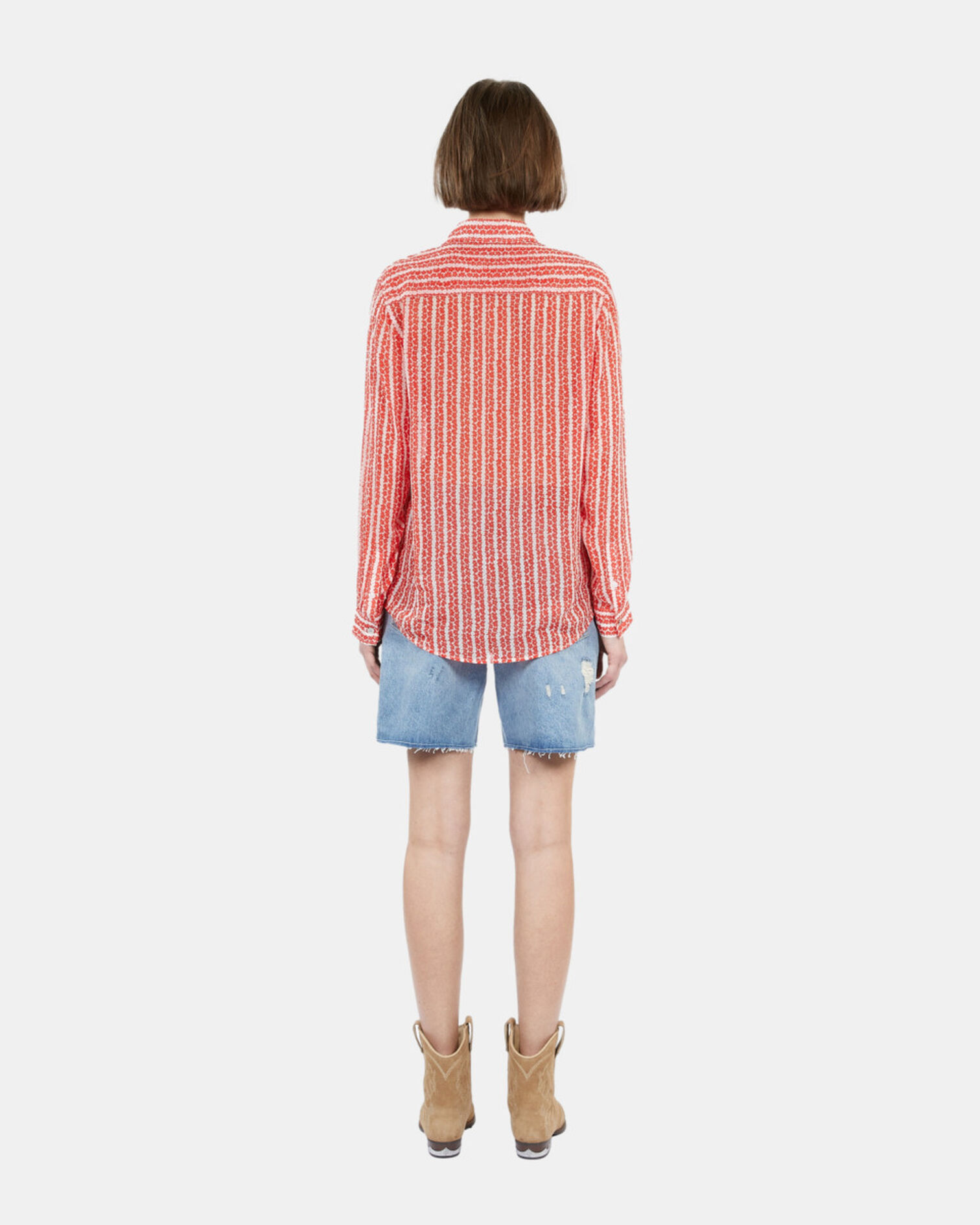 Chemise fleurie à rayures rouge et blanche, RED WHITE, hi-res image number null