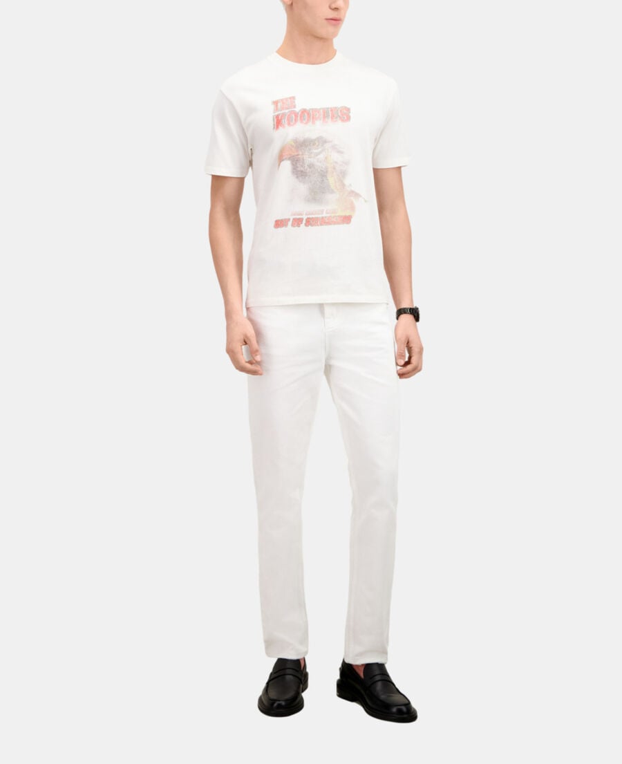 The Kooples HERREN ECRU ecrufarbenes t-shirt mit „eagle“-siebdruck