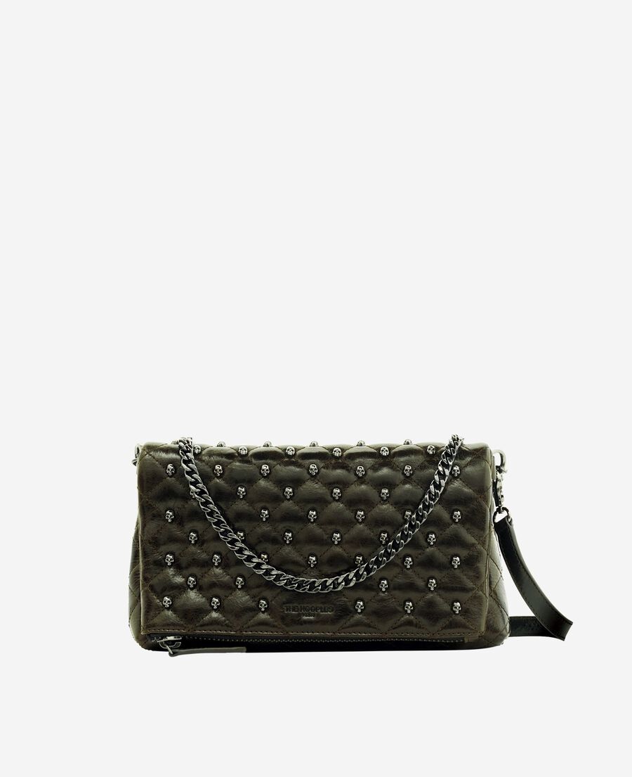 The Kooples FEMME OLIVE pochette héritage small en cuir verte
