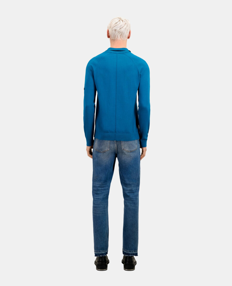 polo bleu en maille
