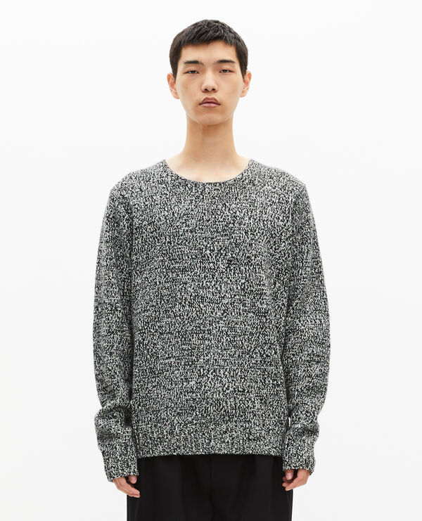 The Kooples HOMME BLACK WHITE pull mouliné noir et blanc