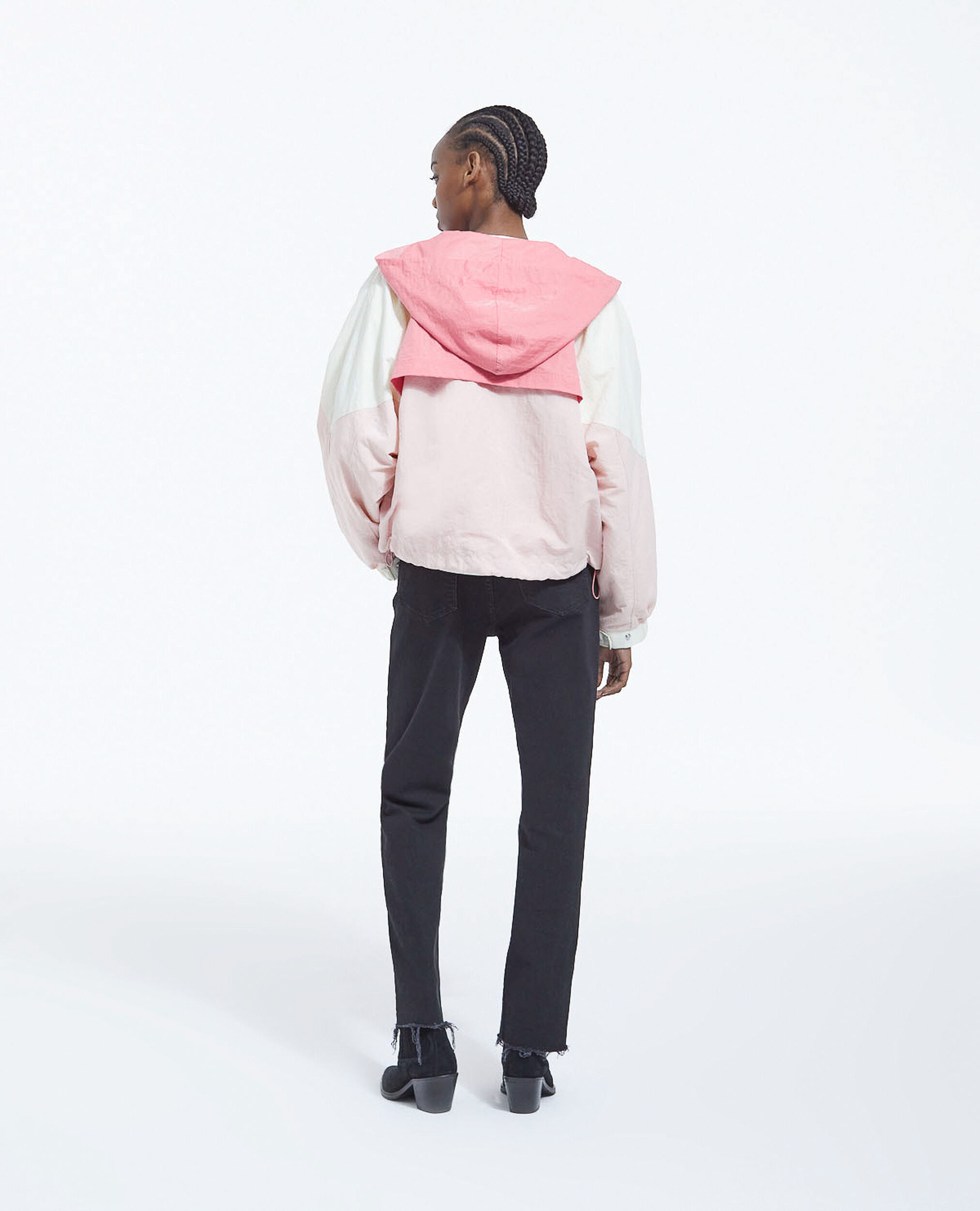 Color-block technical pink zipped jacket, PINK BEIGE, hi-res image number null