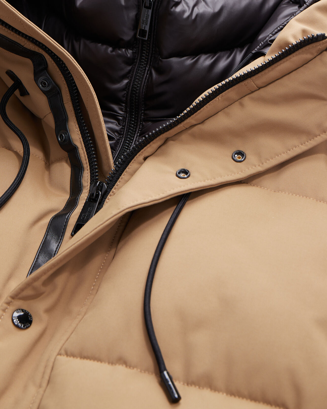The Kooples MEN CAMEL beige hooded parka