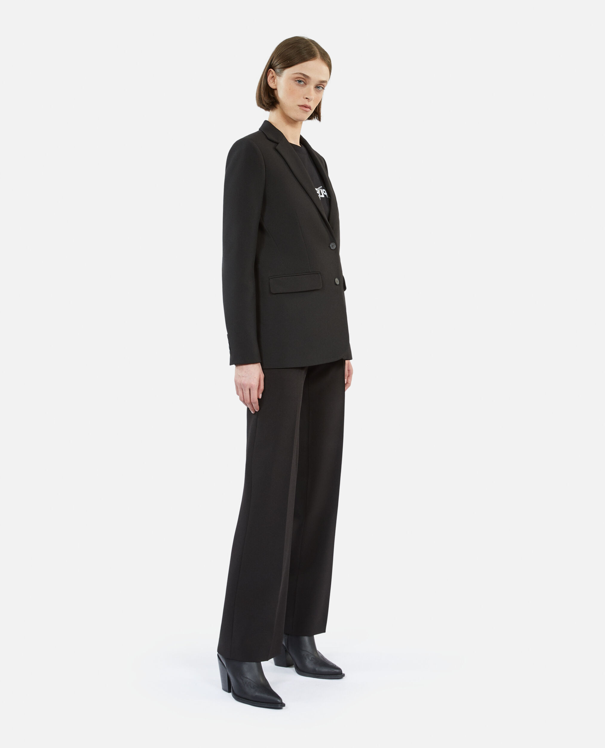 Black crêpe suit jacket, BLACK, hi-res image number null