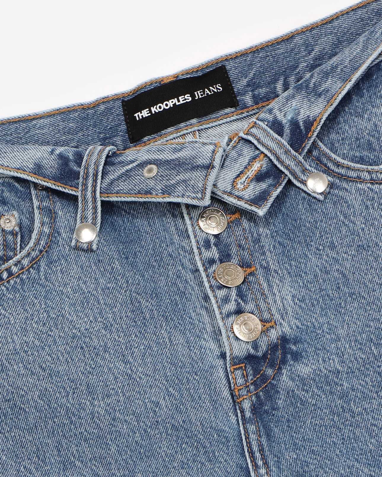 The Kooples DAMEN BLUE DENIM blaue denim-shorts mit umschlagbund