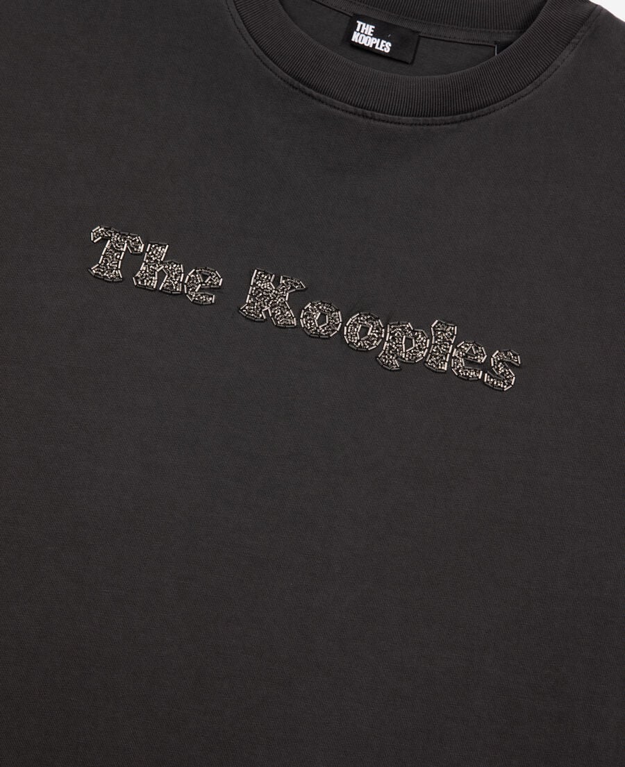 The Kooples MEN BLACK WASHED t-shirt with faded black logo
