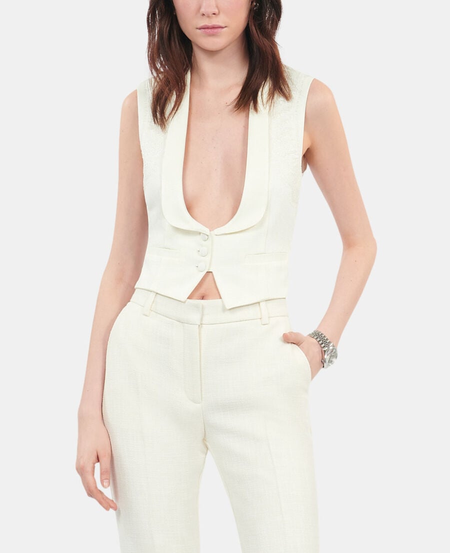 The Kooples F ECRU ecru waistcoat with lace