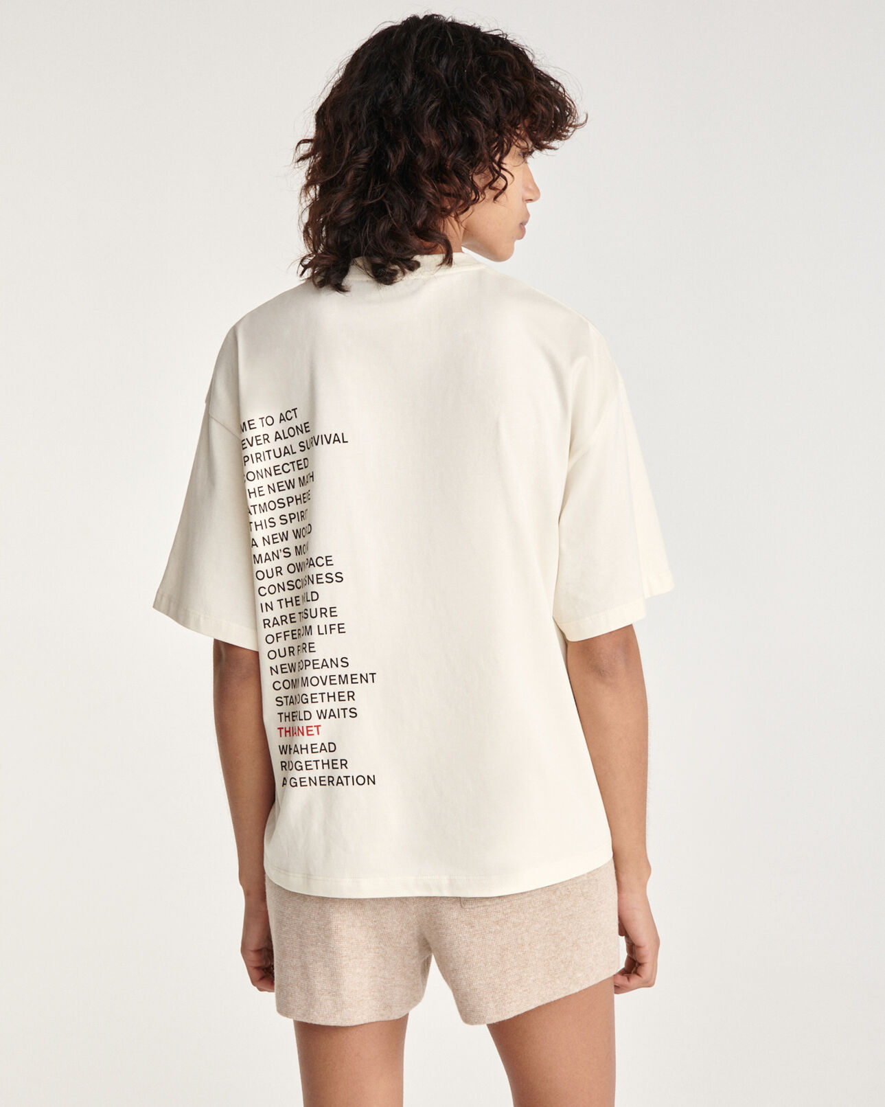 The Kooples FEMME ECRU t-shirt écru coton broderie poitrine dos