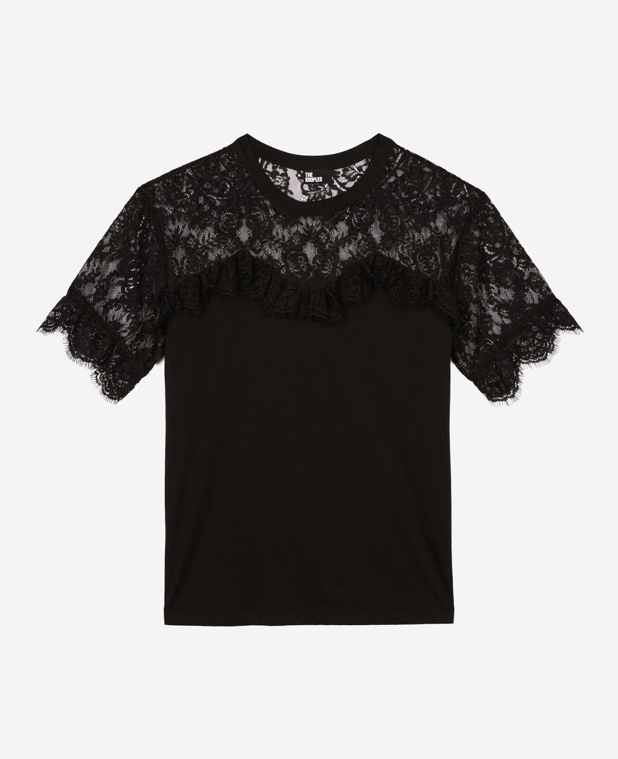 The Kooples WOMEN BLACK black lace t-shirt