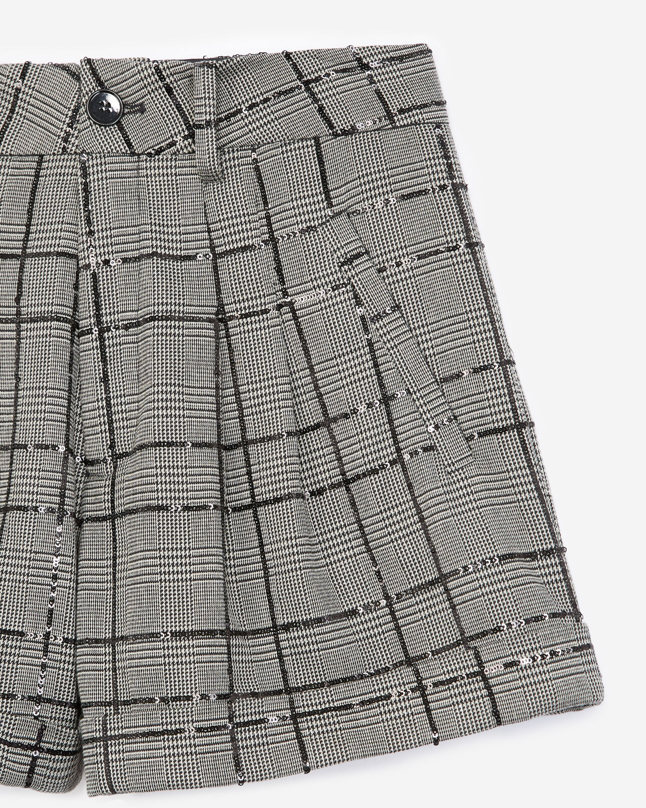 The Kooples WOMEN GREY BLACK grey and black check shorts with rhinestones