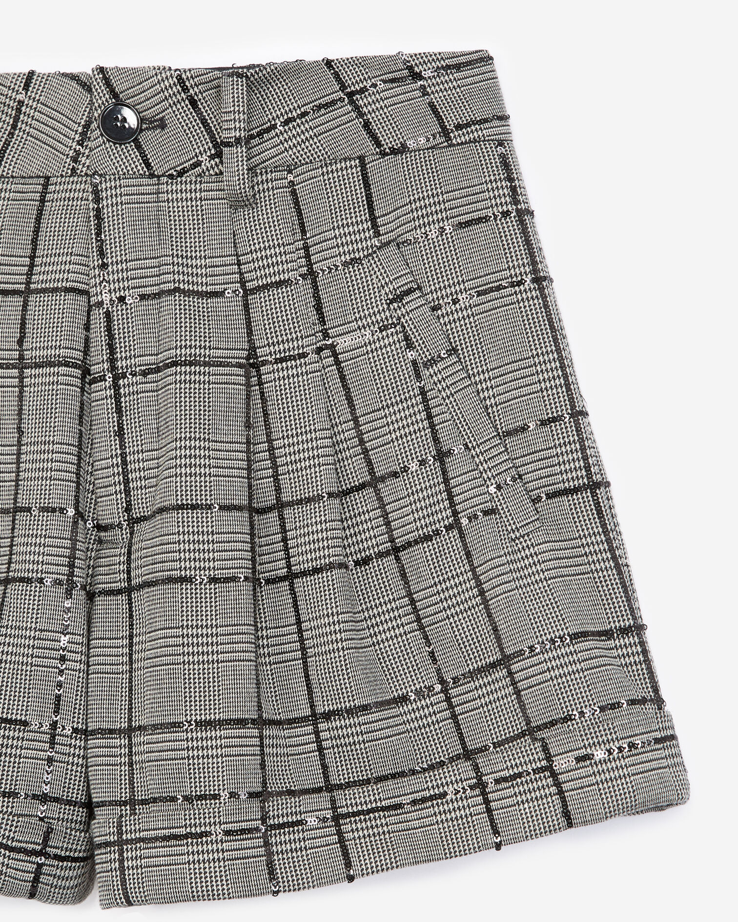 Grey and black check shorts with rhinestones, GREY BLACK, hi-res image number null